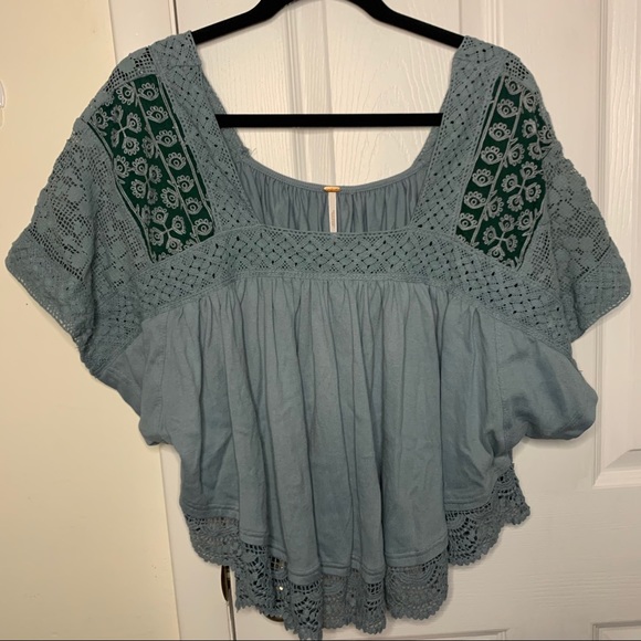 Free People Lace Square Neckline Blouse - Picture 2 of 8